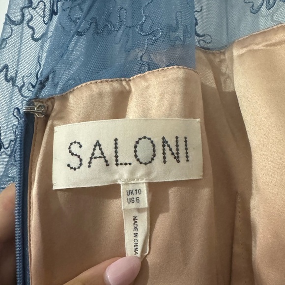 Saloni Camille bow embellished tulle midi gown in blue size US 6 worn once! - Picture 4 of 10